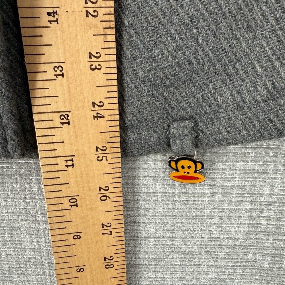 Vintage Paul Frank Pea Coat Women XL Gray Wool Blend Polka Dot Lining Y2K - Picture 5 of 12